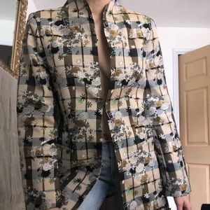 NWOT ZARA floral and checkered blazer 🍁🍂🌸